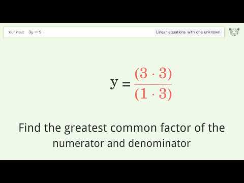 Solve 3y=9: Linear Equation Video Solution | Tiger Algebra