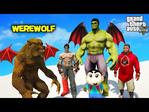 EVIL WEREWOLF Attack HULK and PENNWISE In GTA 5.. (Horror Mod) | SHINCHAN and CHOP