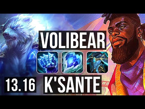 VOLIBEAR vs K'SANTE (TOP) | 12/1/7, 8 solo kills, Legendary, 400+ games | KR Diamond | 13.16