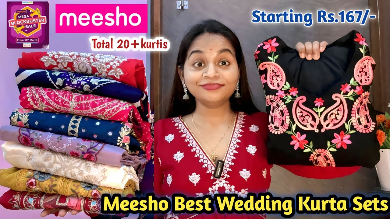 😱Meesho Top Kurta Set with Dupatta Starting Rs.167-😱 Embroidered/Sequence/Mirror Work Special Haul❤️