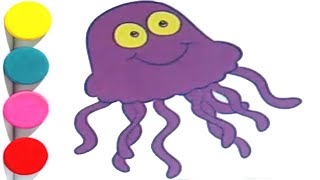 How to Colour A Jellyfish colouring pages For Kids Colouring Book For Toddlers | Learn with Colours