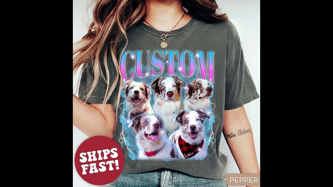 Custom Pet Photo Vintage T-Shirt #ootd #fyp #outfit #customshirts #embrolygift