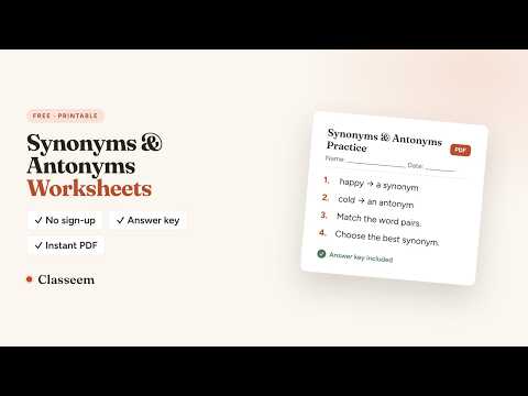 Boost Focus With Daily Antonym Worksheets