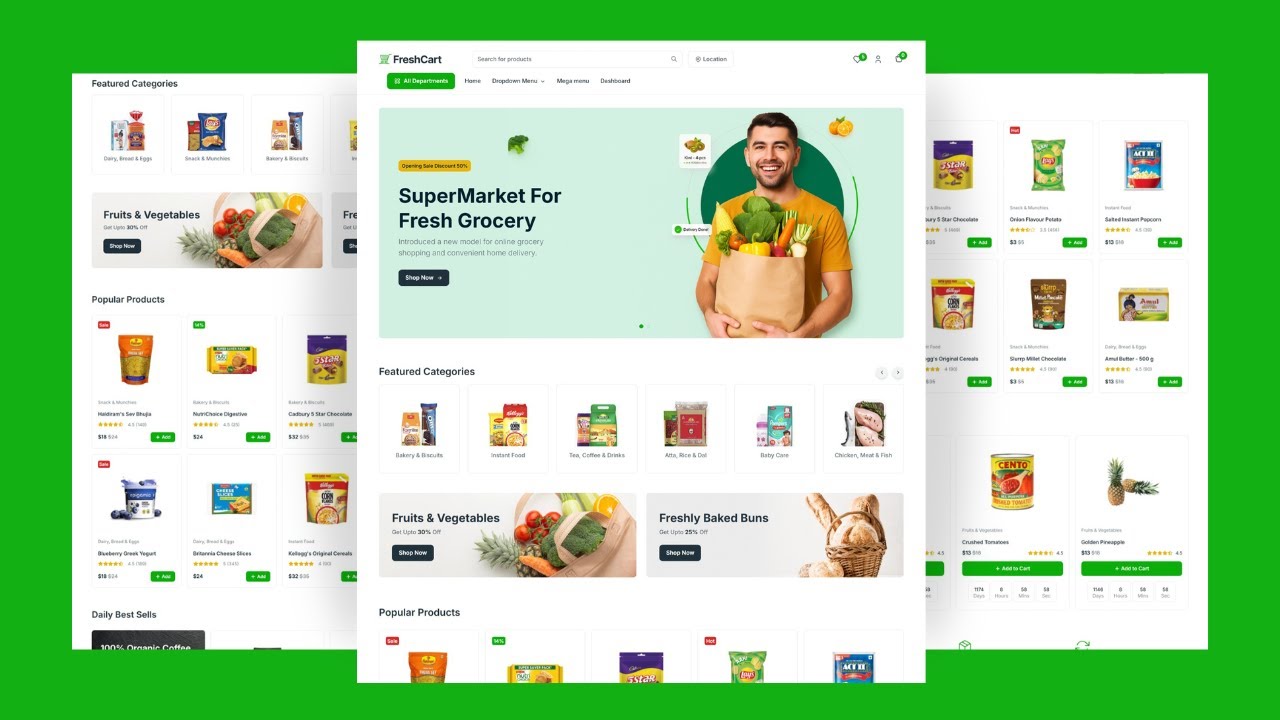 FreshCart – Responsive Tailwind CSS eCommerce Website Template || Free Source Code