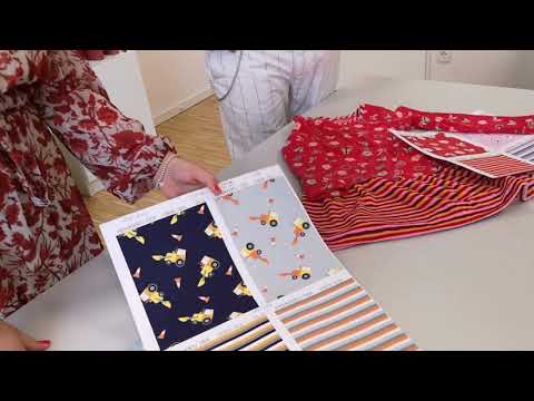 Nickistoffe mit Motiven und passenden Streifen