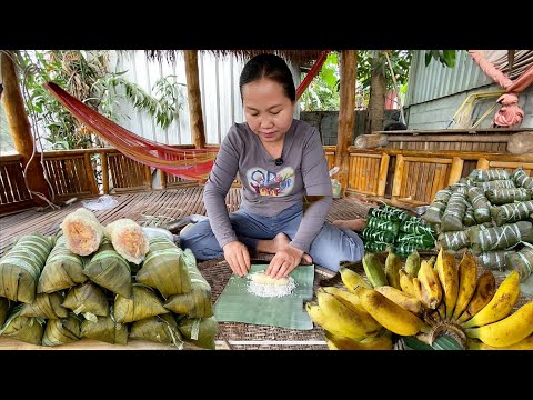 Making Traditional Khmer Banana Sticky Rice Cake | Village Cooking