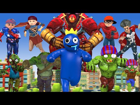 Ironman SupermanTani Thor Miss T Vs Team Giant RainBow Friends Zombie Save Earth - Scary Teacher 3D