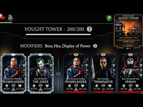 Vought Tower Final Boss Battle 200 & 180 Fight + Rewards Mortal Kombat Mobile | Boss Homelander
