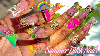 Y2K FREESTYLE FRENCHIES DUCK NAIL EDITION 🍒🌈❤️‍🔥✨ | HOW TO SHAPE DUCK NAILS | ACRYLIC NAIL TUTORIAL✨