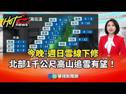 今晚-週日雪線下修　北部1千公尺高山追雪有望！