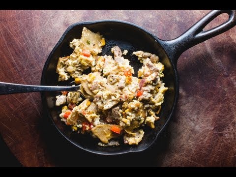 Panzanella Eggs with Leftover Steak & Corn