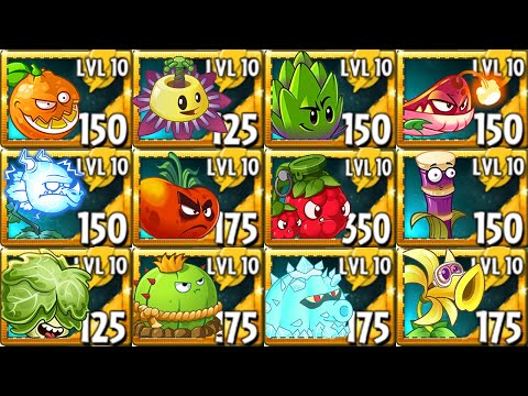 All PREMIUM Plants Max Level Power-Up vs Jurassic Marsh Final Boss in Plants vs Zombies 2 (PVZ2)