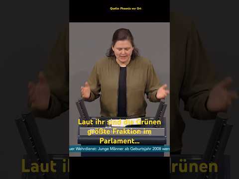 Green Party member Sara #nanni gives her speech in an olive-colored bomber jacket and doesn't kno...