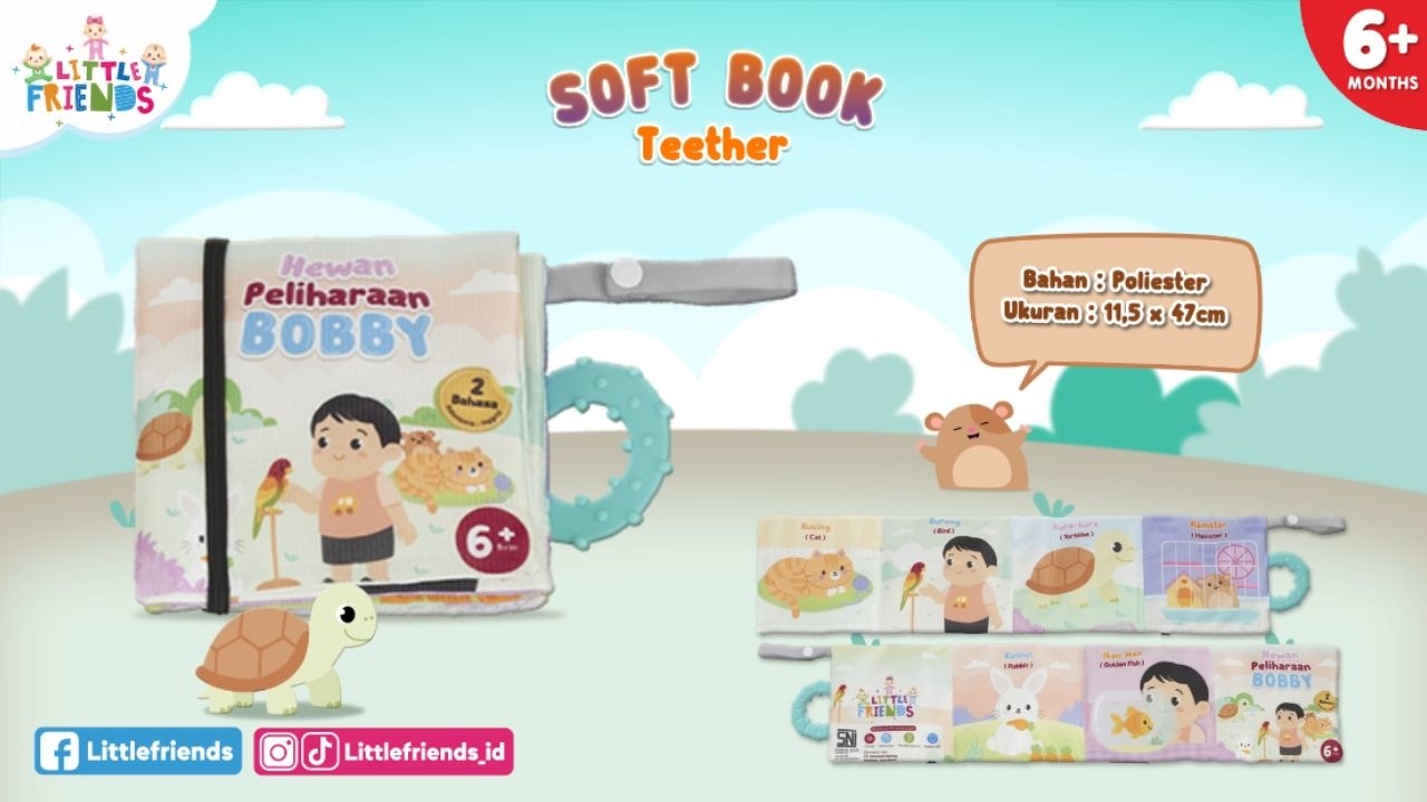 Soft Book Teether Hewan Peliharaan Bobby LFS1830 Little Friends