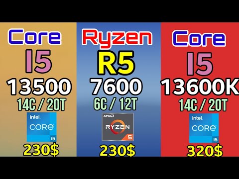 I5 13500 VS I5 13600K VS R5 7600 Gaming test 1080p RTX 4090 which is the best MIDRANG Gaming CPU