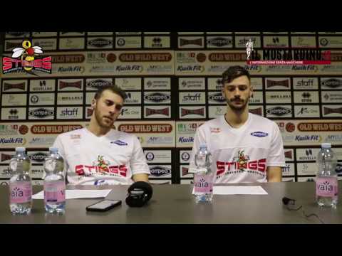 Post-partita di Pompea Mantova - Termoforgia Jesi con coach Finelli, Raspino e Poggi