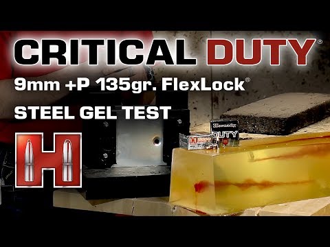 Hornady® Critical Duty® 9mm +P 135gr FlexLock® - STEEL Gel Test