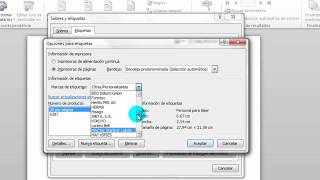 Configuración para imprimir etiquetas en word Configuración para imprimir etiquetas en word