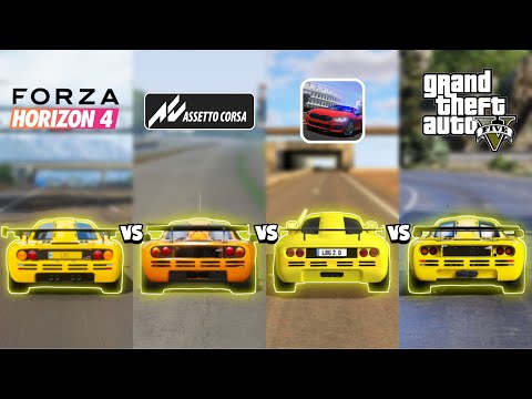 MCLAREN F1 TOP SPEED : FORZA HORIZON 4 VS ASSETTO CORSA VS DRIVING SCHOOL SIM 2020 VS GTA 5