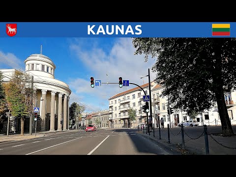 Driving in Lithuania. A route from Kaunas city center towards Klaipeda. 4K