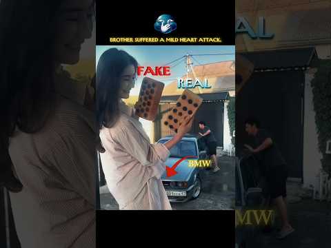 Hilarious Prank Goes Wrong 🧱😱 Sister Scares Brother with a Fake Brick #bmw #brother #sister #car