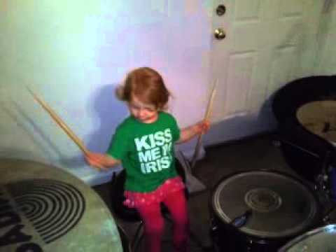 Danielle Powers (2 years old) plays the drums