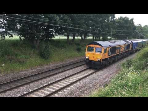 GBRf 66749 heads 6E09 Liverpool Biomass Terminal - Drax Power Station at Acton Bridge on 05-07-2017
