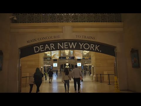 Dear New York installation on display at Grand Central
