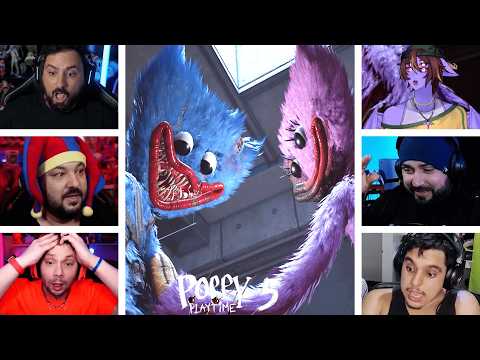 YouTubers reacting to the death of Huggy Wuggy and Kissy Missy in Poppy Playtime 5! Part 1