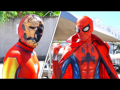 Zombie Hunter Spider-Man fighting Iron-Man zombie