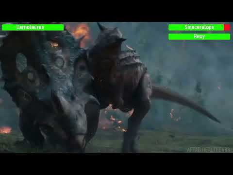 T Rex Vs Carnotaurus But Health Bar Is Enabled   Final Battle Scene   Jurassic W