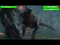 T Rex Vs Carnotaurus But Health Bar Is Enabled Final Battle Scene Jurassic W