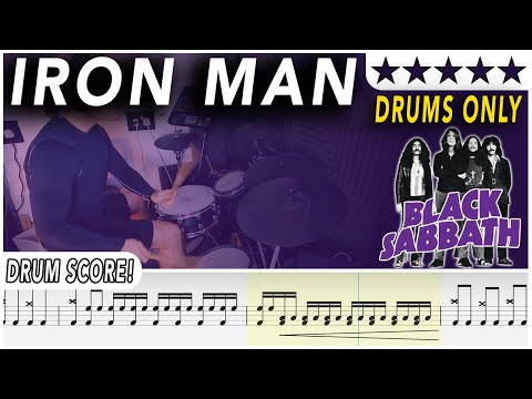 Iron Man (DRUMS ONLY) - Black Sabbath | DRUM SCORE Sheet Music | #537 DRUMSCRIBE