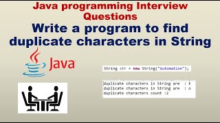 Download the video "How to find duplicate characters in a string in Java | Automation testing interview question"