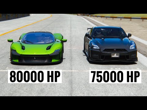 80000 HP Ferrari Daytona vs 75000 Nissan GT-R Godzilla at Special Stage Route X