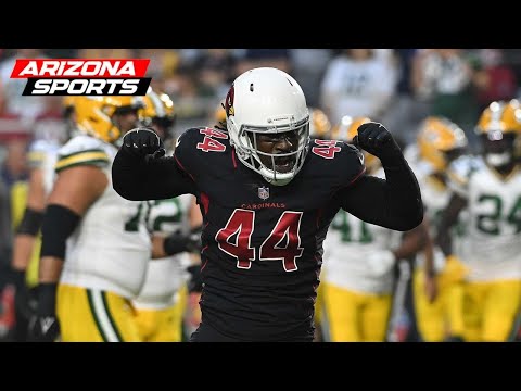 Former Arizona Cardinals linebacker Markus Golden reacts to win over the Chargers