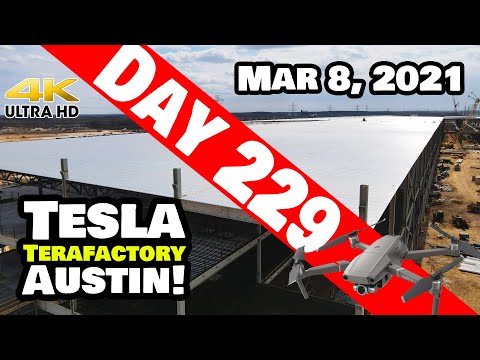 Tesla Gigafactory Austin 4K  Day 229 - 3/8/21 - Terafactory Texas - MONDAY MADNESS AT GIGA TEXAS!