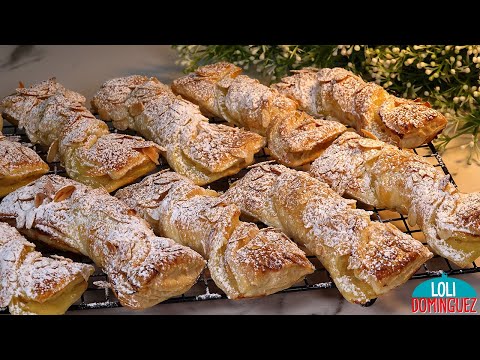 HOJALDRES CON CREMA PASTELERA MUY FÁCILES. Deliciosos, crujientes por fuera, tiernos por dentro