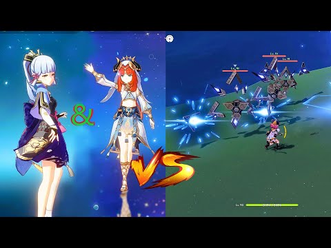 Nilou and Ayaka Permafreeze Team vs 3 Primal Construct! Gameplay Test