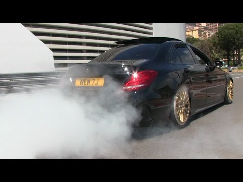 2016 MERCEDES C63 AMG DOING SOME INSANE BURNOUTS IN MONACO!