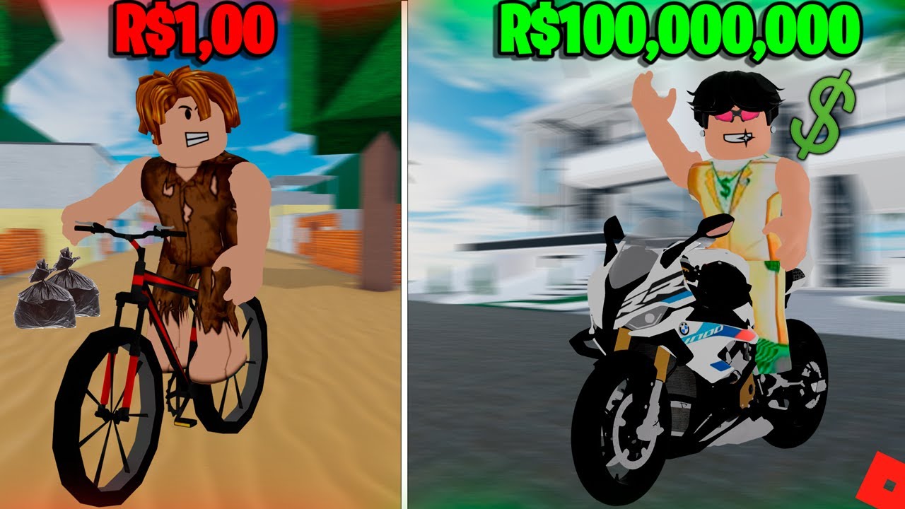 MOTO de R$1,00 VS de R$100,000,000 dólar 💲 Roblox rp Rodograu