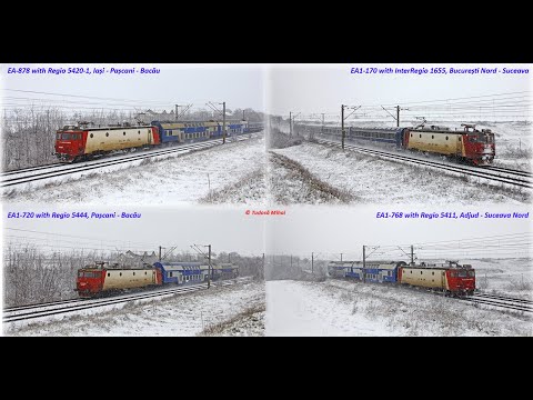 [4K] CFR Calatori trains in light snow near Pascani [January, 2021]