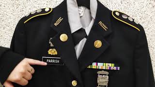 Army JROTC Female Uniform -- Nameplate, Star, and Unit Crest