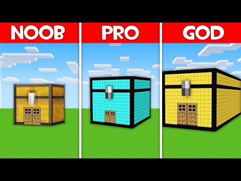 Insane Minecraft Battle: Epic Chest House Challenge - NOOB vs PRO vs HACKER vs GOD!