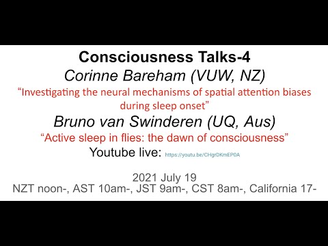 Consciousness Talks -4.  A) Corinne Bareham B) Bruno van Swinderen