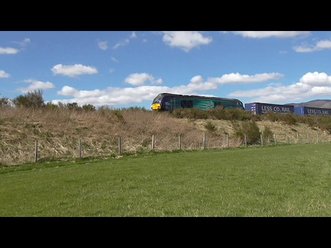 68023 on 476I Inverness to Mossend heading south just outside Newtonmore Station on 9th May 2017