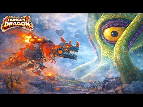 MAXED T-REX vs GIANT OCTOPUS MONSTER | Hungry Dragons Epic Battle Gameplay