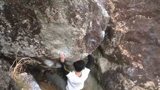 Video thumbnail of ドラグレスク, 二段 (7c). 日之影 (Hinokage)