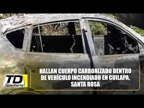 Hallan cuerpo carbonizado dentro de vehículo incendiado en Cuilapa, Santa Rosa