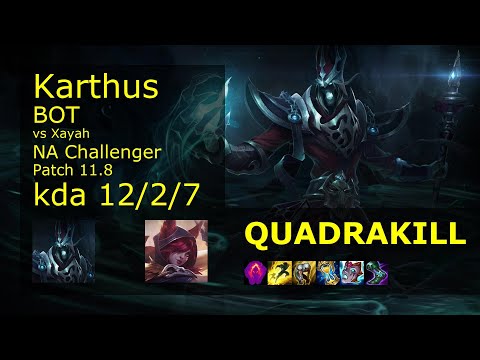 Karthus Bot vs Xayah - NA Challenger 12/2/7 Patch 11.8 Gameplay